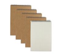 Aacehlh Lot de 4 carnets à spirale en papier graphique A5 à spirale, 14,7 x 21,1 cm, 160 pages de papier quadrillé pour étudiants, mathématiques, ingénierie (kraft)