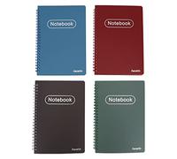 Aacehlh Lot de 4 carnets à spirales lignés A5 - 14 x 21 cm - 80 feuilles par carnet - Pour le travail, le bureau et l'école (bleu, marron, vert, bordeaux)