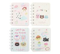 Aacehlh Lot de 4 petits carnets à spirales, pages lignées 80 feuilles (160 pages), mini bloc-notes mémo de 8,9 x 10,2 cm (animal)