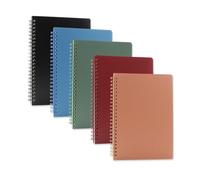 Aacehlh Lot de 5 carnets à spirales de 21,1 x 14,5 cm, 80 feuilles lignées avec couverture en plastique imperméable, journal ligné A5 pour bureau, école, maison
