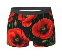 AACPPB Boxer respirant pour homme, motif coquelicot fleuri, confortable et confortable pour les vacances, noir, X-Large