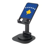 AACPPB Drapeau du Kosovo Support de téléphone portable pliable avec trou de chargement Rotation à 360° Angle réglable Base antidérapante