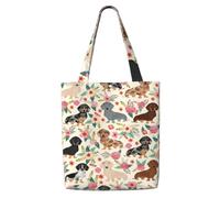 aacxzff Ce sac de courses en toile à imprimé floral teckel est robuste, durable et léger pour les trajets quotidiens