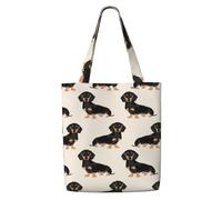 aacxzff Ce sac de courses en toile avec imprimé teckel est robuste, durable et léger pour les trajets quotidiens