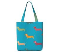 aacxzff Ce sac de courses en toile avec imprimé teckel mignon est robuste, durable et léger pour les trajets quotidiens