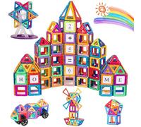 aaczly Blocs de Construction Magnétiques 122 Pièces, 3D Construction Jouets Educatif Jeux Cadeaux pour Enfants à Partir de 3 4 5 6 7 Ans