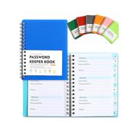 AADDFDD Carnet Mot de Passe Alphabetique, Ournal de Mots de Passe avec Onglets, Passe Carnet À Spirale, Petit carnet de Mots de Passe pour la Maison ou Le Bureau Blue