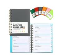 AADDFDD Carnet Mot de Passe Alphabetique, Ournal de Mots de Passe avec Onglets, Passe Carnet À Spirale, Petit carnet de Mots de Passe pour la Maison ou Le Bureau Gray