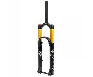 AADDFDD Fourche à air VTT 27,5/29 Pouces, Fourche à Suspension pour VTT de Descente, débattement de 140 mm, réglage du Rebond, Verrouillage Manuel, Fourche Avant Droite/Conique de 1-1/8'',