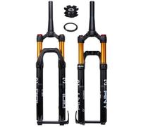 AADDFDD Fourche à Suspension pour VTT 27,5 Pouces, débattement de 120 mm, Tube Conique 1-1/8", Frein à Disque, axe traversant 100 × 15 mm, Verrouillage Manuel à Distance