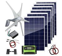 AADDFDD Kit Hybride d'éolienne à Panneau Solaire de 1 000 W : 6 générateurs de 100 W + 400 W pour Maison, Batterie 12 V et 24 V