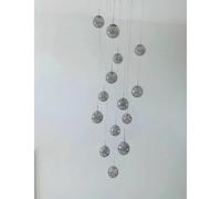 AADDFDD Lustre d'escalier Long Minimaliste et créatif, Lustre Classique en Forme de Boule de Verre Grise, idéal pour Un Salon, Une Villa ou des escaliers (Taille : 15 pièces)