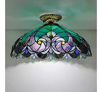 AADDFDD Plafonnier Tiffany de 40,6 cm, plafonnier Semi-encastré en vitrail, Lustre à Base en métal de Style Victorien pour Chambre à Coucher, Cuisine, Salle à Manger, Salon, Couloir, 1