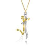 AAFGVC Paire de colliers câlins en argent sterling 925 - Collier Amitié Ou Amour Pendentif Câlin Affectueux Argent 925 Hypoallergénique Idéal Pour Porter Au Quotidien (Gold2)