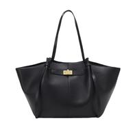 AAFGVC Sac de cours femme élégant - Sac à main haute capacité et cuir végan lisse - Idéal pour le travail ou les cours universitaires (Black)