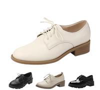 AAFGVC Women Brogue Oxford Vintage Lace-Design Classique en Cuir synthétique avec Coutures soignées - Adapté au Travail, aux Voyages et à la Ville (37,Blanc)