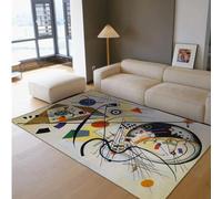 AAFUOO Art Abstract Expressionism Artwork Tapis de Salon 150x180cm Tapis Beige Intérieur, Tapis Abstrait Géométrique Figure, Antidérapant Doux Tapis de Sol pour Cuisine, Salle de Bain, Chambre