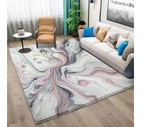 AAFUOO Art Abstrait Rose Gris Marbre Tapis Salon, Conception Fluide Aquarelle À Poils Courts Tapis, Tapis Lavable en Machine pour Chambre, Salle à Manger, Tapis Doux Chambre d'enfant 80x150cm
