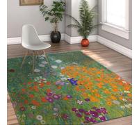 AAFUOO Gustav Klimt Grand Tapis pour Salon 40 x 60 cm Tapis Floral Abstrait esthétique pour Chambre à Coucher, Cuisine, Chambre d'enfant, Paysage de Jardin de Fleurs colorées Tapis antidérapant