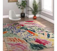 AAFUOO Henri Matisse Tapis décoratif pour chambre à coucher, salon - Tapis fin et doux lavable - Peinture d'art abstrait moderne - Motif graffiti coloré - Avec envers en caoutchouc antidérapant - 150