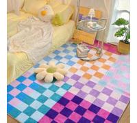 AAFUOO Tapis à Damier Multicolore, Tapis Arc-en-Ciel Moderne pour Chambre d'enfant, Tapis géométrique Fin et coloré pour Salon, Tapis de Sol décoratif 40 x 60 cm