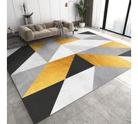 AAFUOO Tapis abstrait triangulaire géométrique, multicolore, gris, jaune, blanc, doux, antidérapant, moderne, contemporain, durable, pour salon, cuisine, 80 x 150 cm