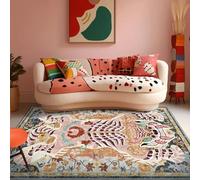 AAFUOO Tapis Animal Tigre, Tapis bohème tibétain pour Salon, Motif Exotique National, Tapis d'accent Oriental pour Chambre à Coucher, Chambre d'enfant, Tapis antidérapant et Lavable 50 x 80 cm