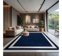 AAFUOO Tapis Bleu Marine bordé pour Salon, Chambre à Coucher, Salle à Manger, Grand, Lavable en Machine, Moderne, Doux, résistant aux Taches, Tapis d'intérieur 120 x 150 cm (47 x 59 Pouces)