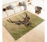 AAFUOO Tapis Chambre Cerf Tapis Foret, Tapis Couloir Salon Animaux De La Cerf Herbe, Moquette Antidérapant et Lavable en Machine, Tapis de Sol Interieur Doux à Poil Ras, Moderne, Brun 50x80cm