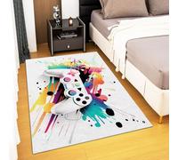 AAFUOO Tapis Chambre Gamer 3D, Tapis Manette de Jeu Abstrait Graffiti Grand Tapis de Salon, Antidérapant Lavable Tapis Blanc, Moderne Décoratif Tapis pour Salon, Chambre d'enfants 60x90cm