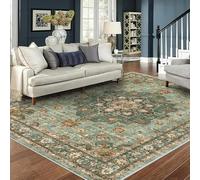 AAFUOO Tapis Lavable 50 x 80 cm pour Salon, Tapis Vintage antidérapant, Grand Tapis bohème Vert Vieilli résistant aux Taches pour Chambre à Coucher, Salle à Manger, Bureau, Multicolore