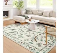 AAFUOO Tapis Lavable à imprimé Insectes Boho pour Salon, Doux, pour Chambre à Coucher, Poils Ras, antidérapant, Moderne, pour Salle à Manger, Bureau, décoration d'intérieur, Beige, 150 x 210 cm
