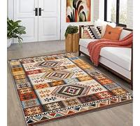AAFUOO Tapis marocain Tribal bohème Vintage pour Salon, Orange, Lavable, antidérapant, pour Chambre à Coucher, Tapis d'accent Oriental bohème 60 x 180 cm (24 x 71 Pouces)