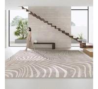 AAFUOO Tapis Moderne à Rayures géométriques Beige/Gris, Grand Tapis de Salon Abstrait et esthétique, Lavable en Machine, antidérapant, 150 x 250 cm