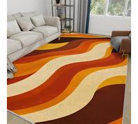 AAFUOO Tapis moderne du milieu du siècle pour salon, chambre à coucher, style bohème, doux, lavable, antidérapant, motif abstrait, coloré, formes ondulées, 160 x 230 cm, orange