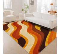 AAFUOO Tapis rétro Groovy Abstrait coloré aux Formes ondulées - Moderne - pour Salon, Chambre à Coucher - Orange - Doux, Lavable, antidérapant - Style bohème - 120 x 170 cm