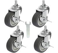 AAGUT 3" Swivel Caster Wheels, 4 Pack 5/16"-18 x 1 Threaded Stem Mount Dust Cover TPR Heavy Duty Casters Replacement for Carts, Furniture, Dolly,Trolley, Workbench,Each Bearing 150Lbs