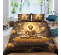 AAHARYA Bouddha Housse De Couette 3D Imprimé Bouddha,Parure De Lit Adulte 3D Housse De Couette,Convient pour Les Garçons Et Les Filles Double（200x200cm）