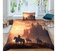 AAHARYA Chevalier Antique Parure De Lit en Microfibre avec Housse De Couette Imprimée en 3D Jeu,Housse De Couettes pour Enfant,Single（135x200cm）