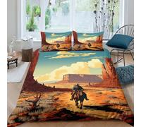 AAHARYA Cowboy de l'Ouest Housses De Couette Imprimé en 3D Fonds d'écran de Jeu avec Ensemble De Literie De Housse De Couette Taie d'oreiller,pour Garçons Et Filles Couette Sets King（220x240cm）