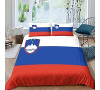 AAHARYA Drapeau de la Slovénie Housse De Couette en 3D sur Le Thème De Drapeau National Parure De Lit 3 Pièces en Microfibre Style avec Taie d'oreiller Double（200x200cm）