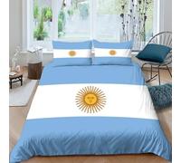 AAHARYA Drapeau de l'Argentine Ensemble De Literie Imprimé en 3D Parure De Lit Housse De Couette Drapeau National,Sets De Housse Couette en Microfibre,Doux Et Confortable Double(200x200cm)