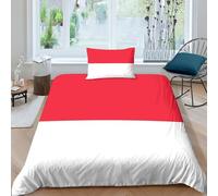 AAHARYA Drapeau de Monaco Sets De Housses De Couettes 3D, Drapeau National Imprimé Ensemble De Literie Housses De Couettes avec Et Taie d'oreiller Single（135x200cm）