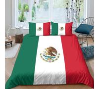 AAHARYA Drapeau du Mexique Housse De Couette Imprimée en 3D avec Taies d'oreiller Et Housse De Couette,Drapeau National Parure De Lit Super Douce Et Facile d'entretien King（220x240cm）
