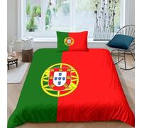 AAHARYA Drapeau du Portugal Housse De Couette, Parure De Lit Drapeau National avec Taies d'oreiller,pour Déco Chambre Adulte Enfant Single(135x200cm)