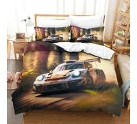 AAHARYA Forest Rally Car Race King Parure de lit Douce avec Housse de Couette pour Adulte avec Motifs sympas, Parure de lit réversible avec taie d'oreiller King (220 x 240 cm)