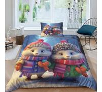 AAHARYA Hérisson Mignon Ensembles De Housse De Couette Animation de Dessins animés 3D Ensembles De Literie Microfibre Parure De Lit Single(135x200cm)