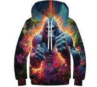 AAHARYA King Kong Sweat à Capuche Enfants Garçons Filles Pull Sweat Gorilles Pull à Capuche drôle Impression 3D Hauts à Manches Longues Pull vêtements de Sport pour Jeunes 6-7 Ans