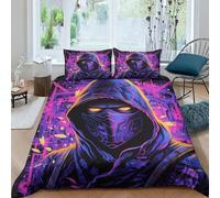 AAHARYA Ninja Japonais Parure De Lit en Microfibre avec Housse De Couette Imprimée en 3D Jeu,Housse De Couettes pour Enfant,Double（200x200cm）