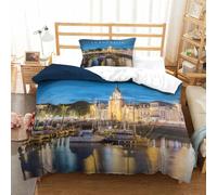 AAHARYA Parure de lit 3 pièces douce avec housse de couette et taie d'oreiller Motif 3D La Rochelle pour lit simple (135 x 200 cm)